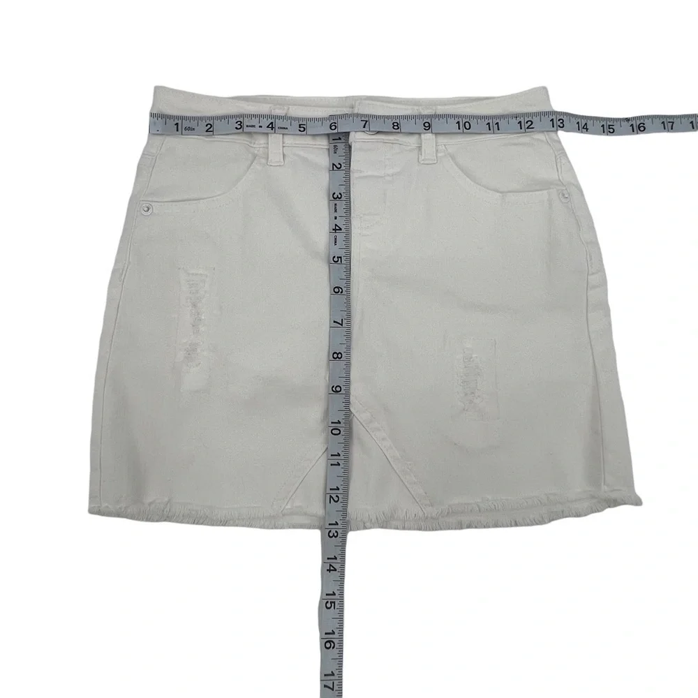 Justice White Distressed Rough Hem Denim Jean Mini Skirt Size 24 Girl's